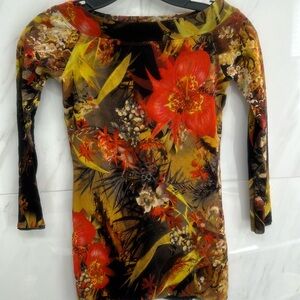 FUZZI of ITALY Stretch Floral Top SX S